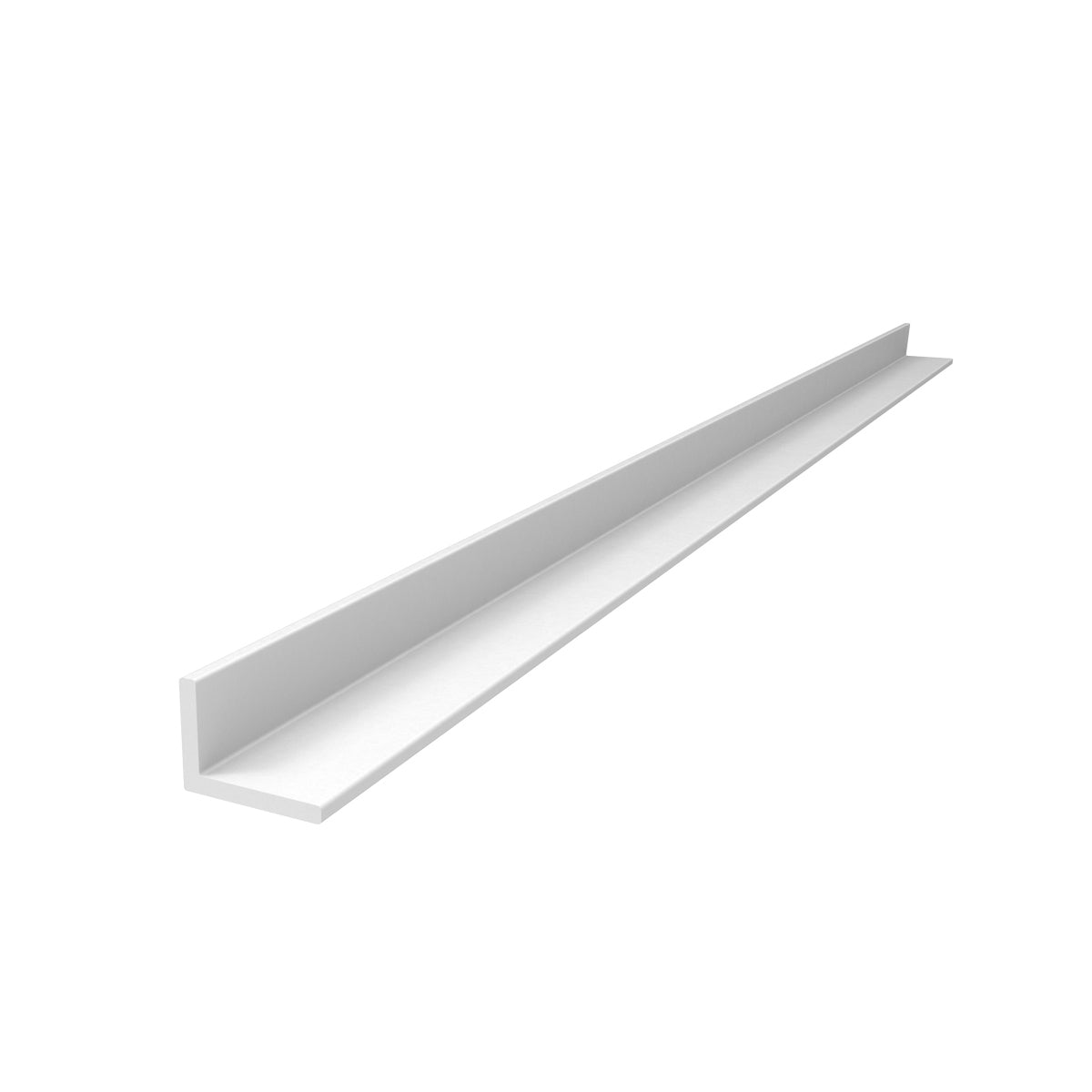 Angulo forma L de 1/2"x 3/8"  Espesor 1.5 mm. Largo 5.85 mts. Acabado Lacado Blanco.