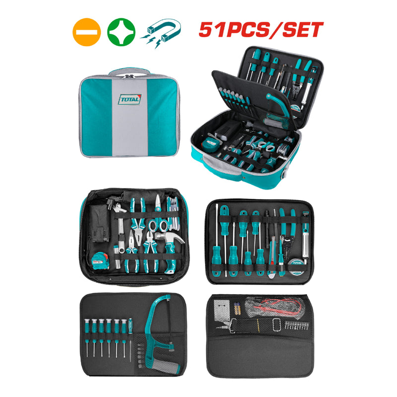 Juego de herramientas para telecomunicaciones de 51 piezas.
