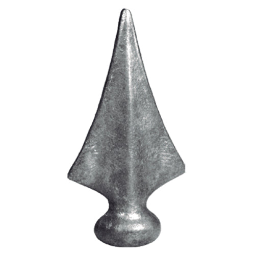 Punta de lanza soldable con 6011, Base Ø 35 mm, 125mm de alto.