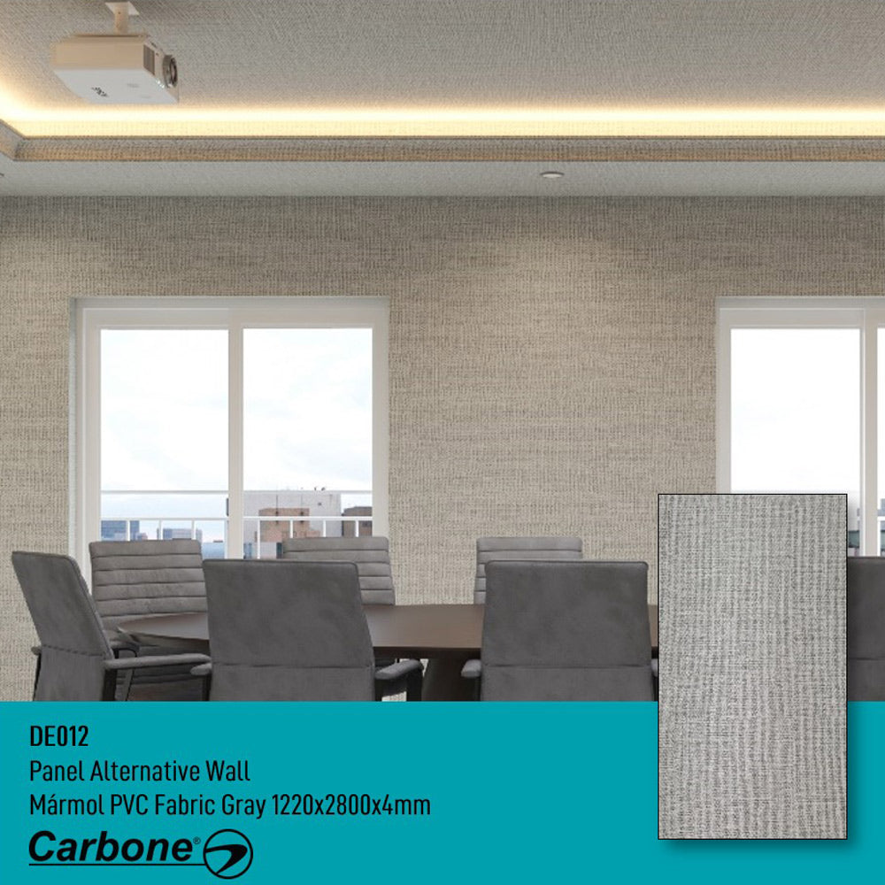 Panel Decorativo Mármol PVC  1.22 m x 2.80 m x 4 mm. Acabado: Fabric Grey