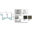 Marco Superior Ventana VC mosquitero. Espesor 1.27 mm Largo 5.85 mts. Acabado Anodo Bronce VC124