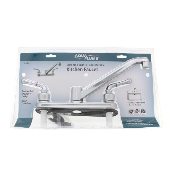 Grifo de cocina de plástico con acabado cromado diseño de lujo con dos manijas