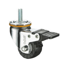 Rueda girat  freno barra roscada M12x25 Serie trab mediano 100mm 4" Capaci 130Kg Poliuretano negr