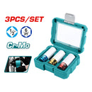 Juego de dados Socket para tuercas con protector externo de Funda de Nylon de 3 piezas. CrMo.