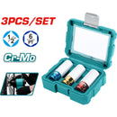 Juego de dados Socket para tuercas con protector externo de Funda de Nylon de 3 piezas. CrMo.