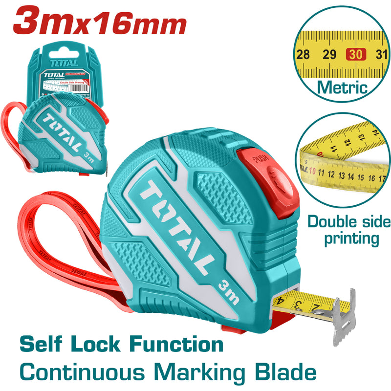 Cinta Métrica de diseño único de navaja de nylon de 3mX16mm. Metros/Pulgadas.