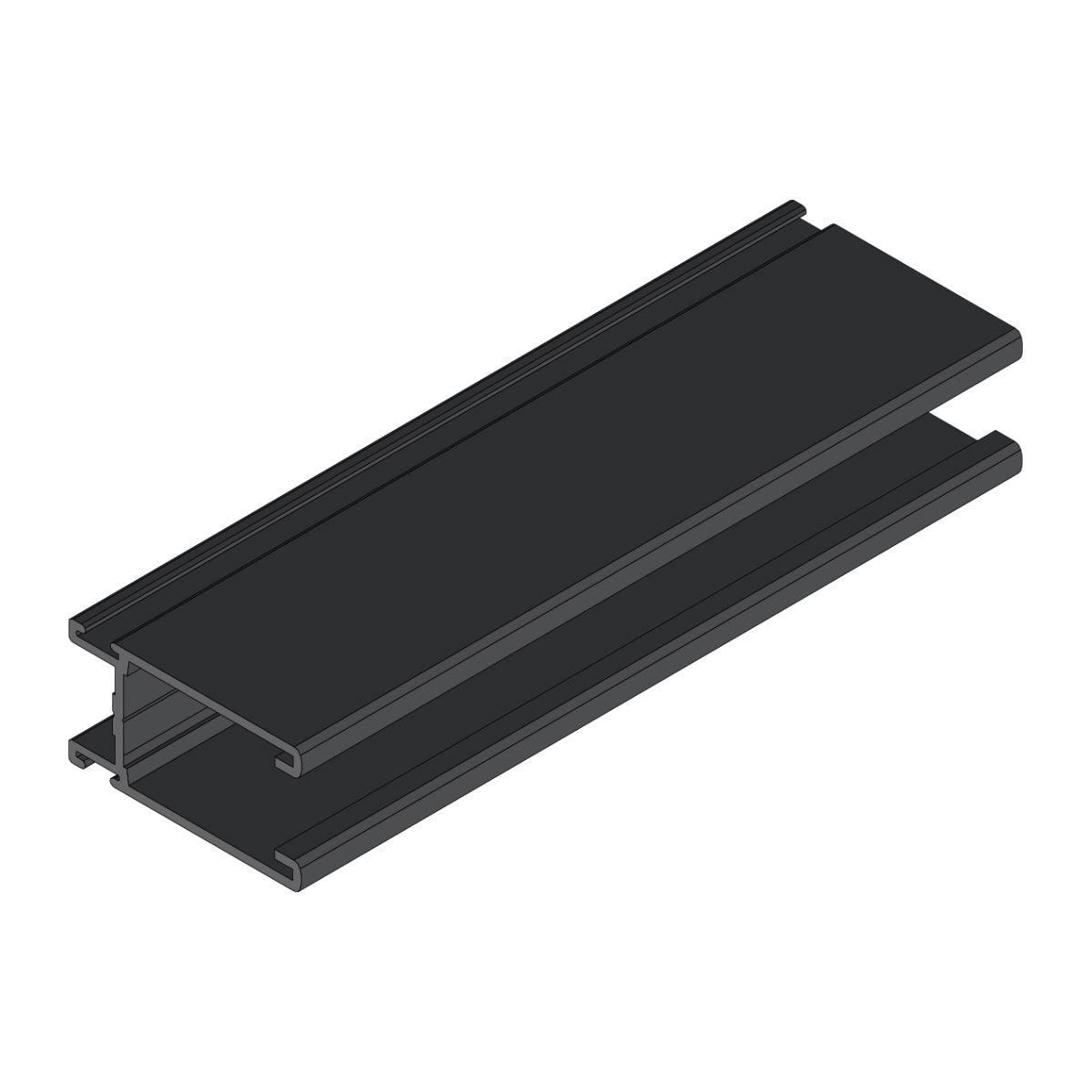 Hoja Lateral Ventana VC . Espesor 1.52 mm Largo 5.85 mts. Acabado Anodizado Negro 15 Micron VC104