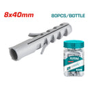 80/pza Taco plastico gris 8x40mm.