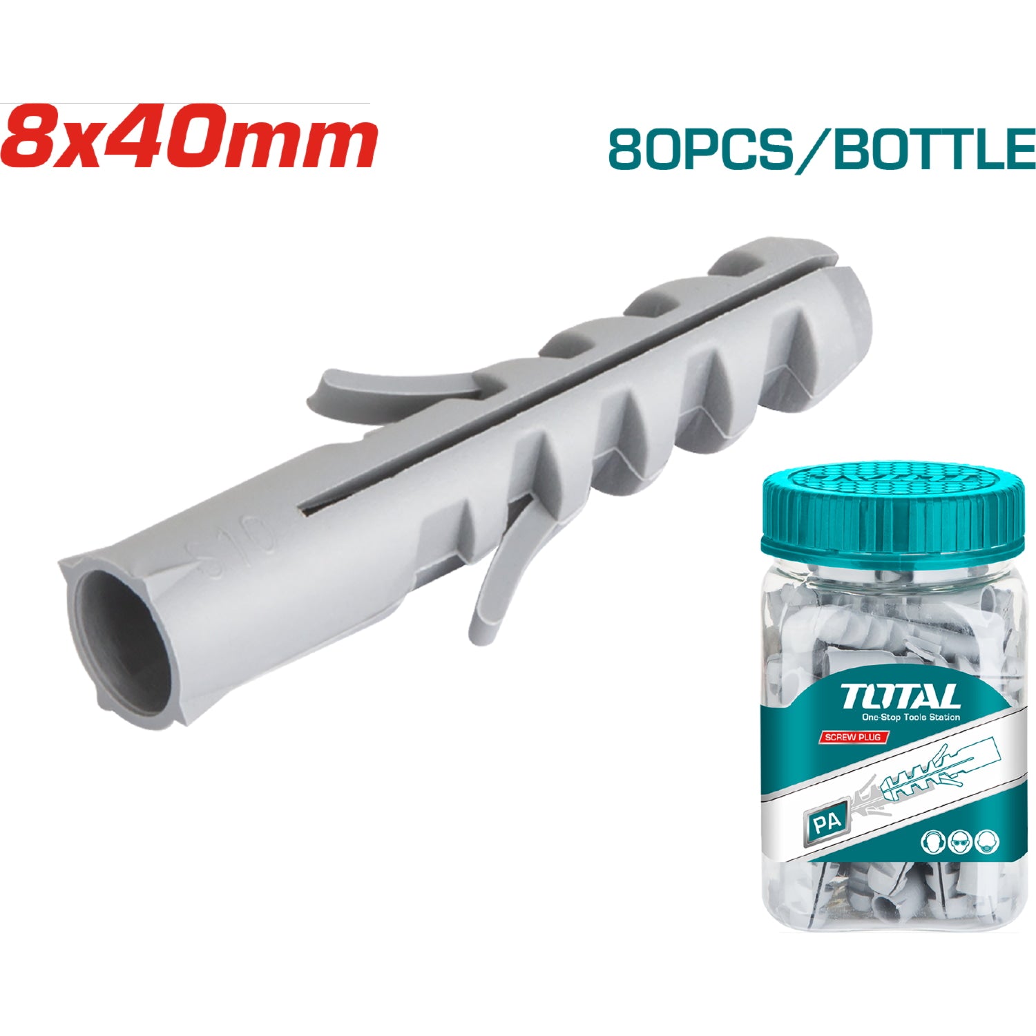 80/pza Taco plastico gris 8x40mm.