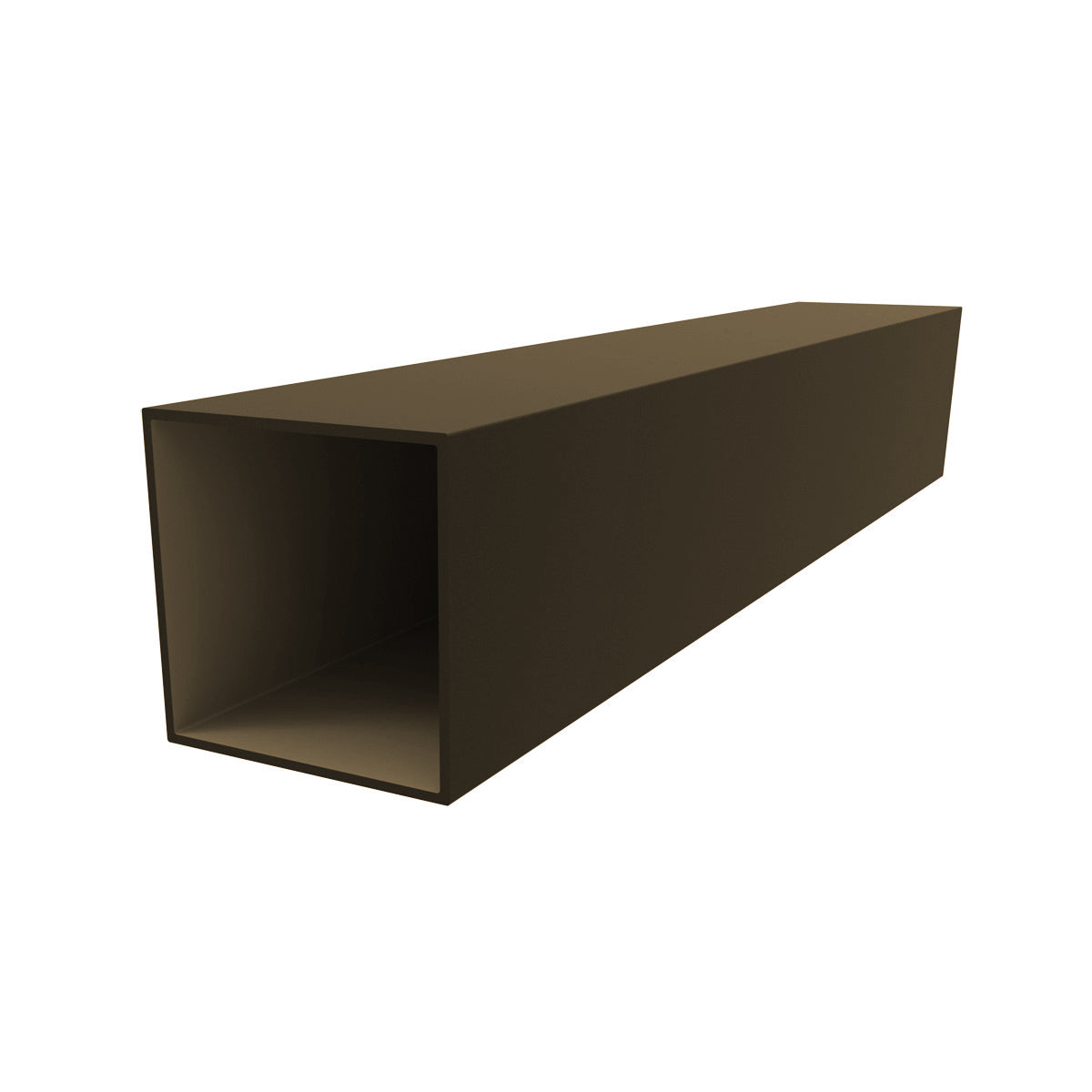 Tubo Cuadrado 4" x 4"  Espesor 1.8 mm.  Largo 5.85 mts. Acabado Anodizado Bronce 15 Micron
