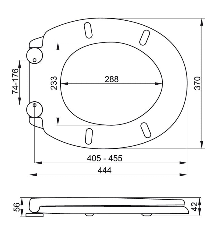 Tapa De Asiento De Inodoro Duroplast Medida Universal 405-410Largo *370 Ancho (Color Blanco) Cierre