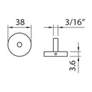 Boton Nivelador de fachadas.Brillante.Dia38mm.p/vidrio 10-12mm.Separacion 6.35mm