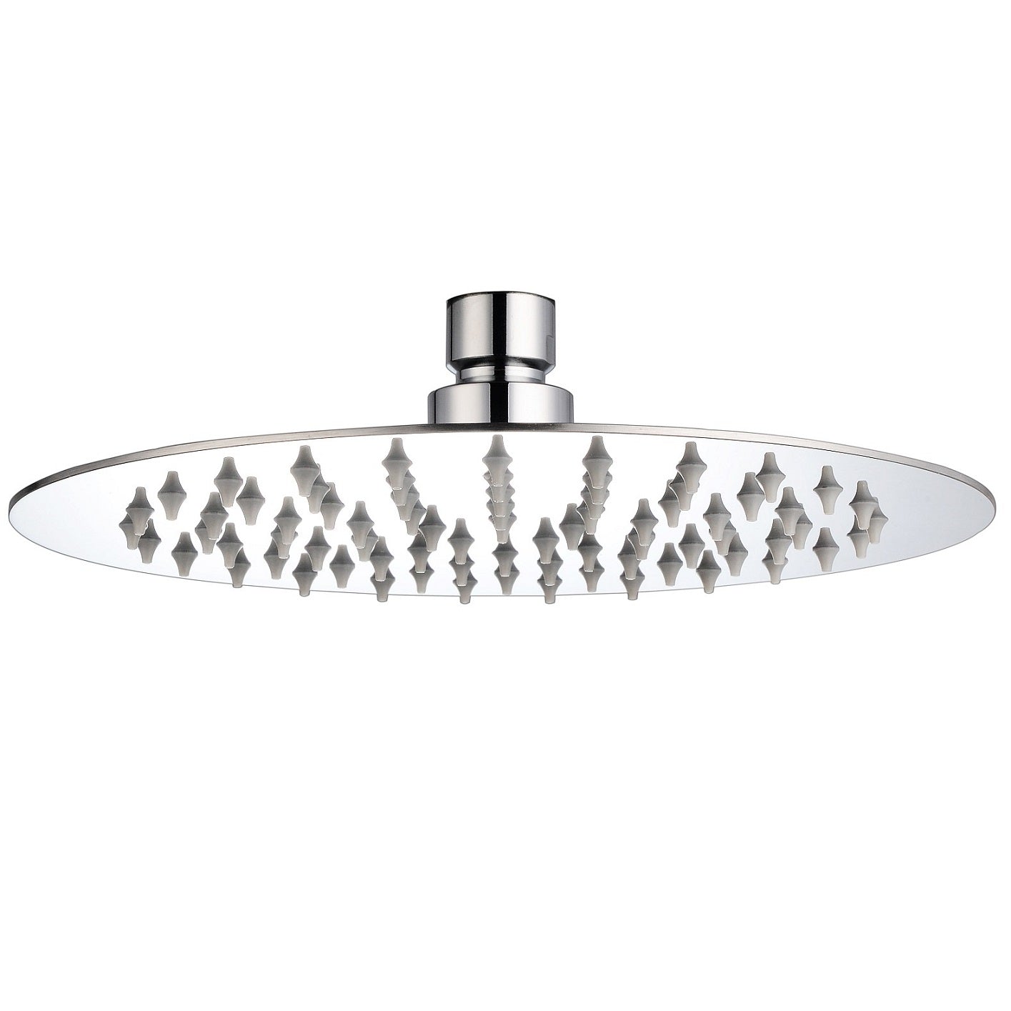 Regadera ducha de plato redonda de 8” sin brazo y chapetón. Cuerpo en acero inoxidable 304