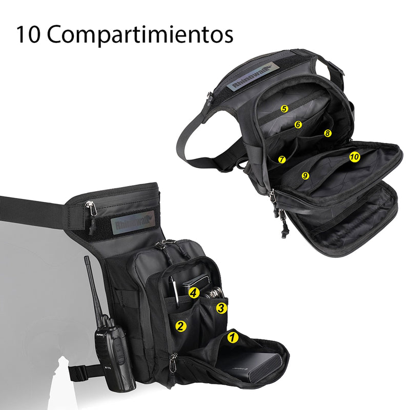 Bolso Táctico multifuncional para Pierna. Rhinowalk Negro