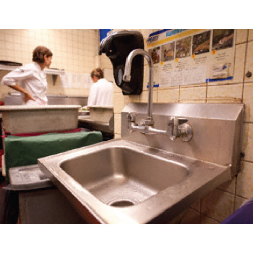 Fregador de mano con backsplash de 203mm.prof. de 152mm.incluye griferia,drenaje,plancha inox1.0mm