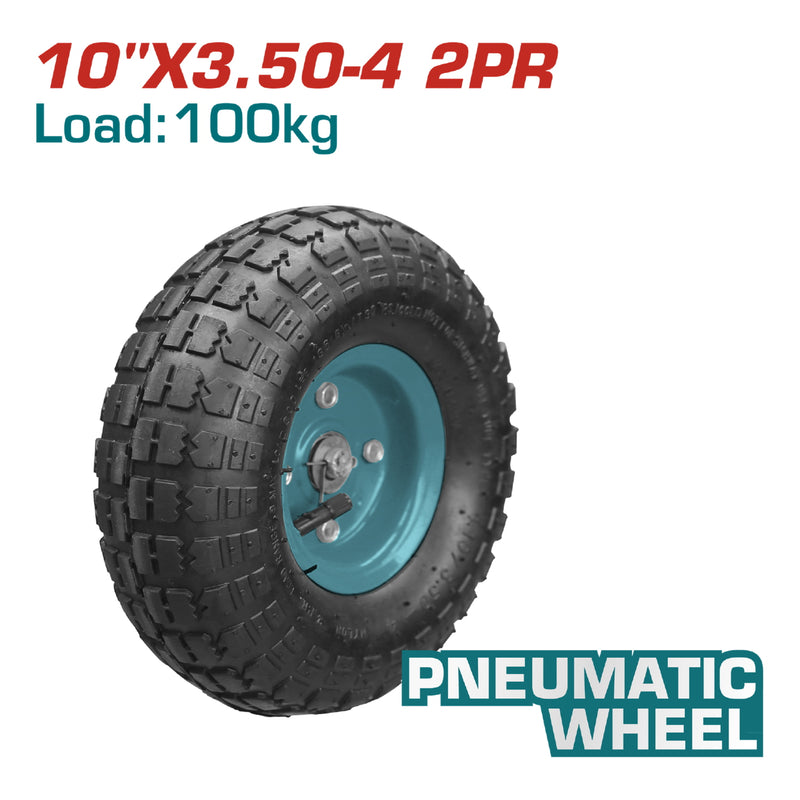 Rueda Neumatica para Carretillas de 100 Kg. De 10" X 3.50 -4 + 2PR. Con Rodamiento.