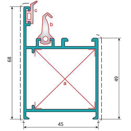 Perfil Marco Fijo Puerta 45 mm. Espesor 1.5 mm. Largo 5.85 mts. Acabado Lacado Madera Texturizado. (