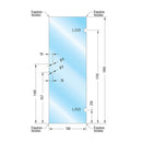 Puerta Baño templada 10mm 70x199.5cm. Con saque L-2121 y tirador L-2846 152 mm