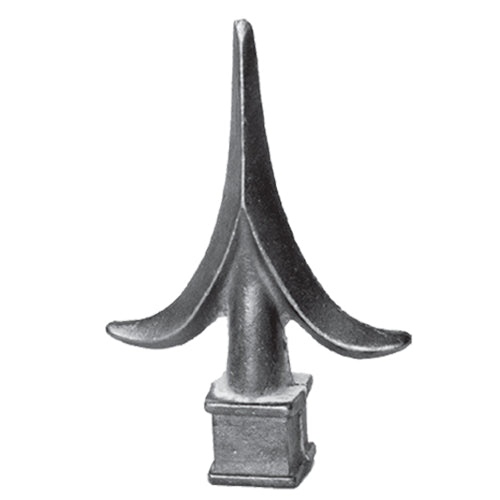 Punta de lanza de hierro colado, Base cuadrada 28 x 140mm, Agujero cuadrado 14 x 14mm
