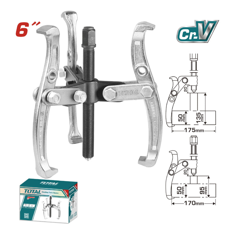 Extractor de 3 mandibulas de 6". Maxima Fuerza 6000 kg Cr-v, Tratamiento termico.
