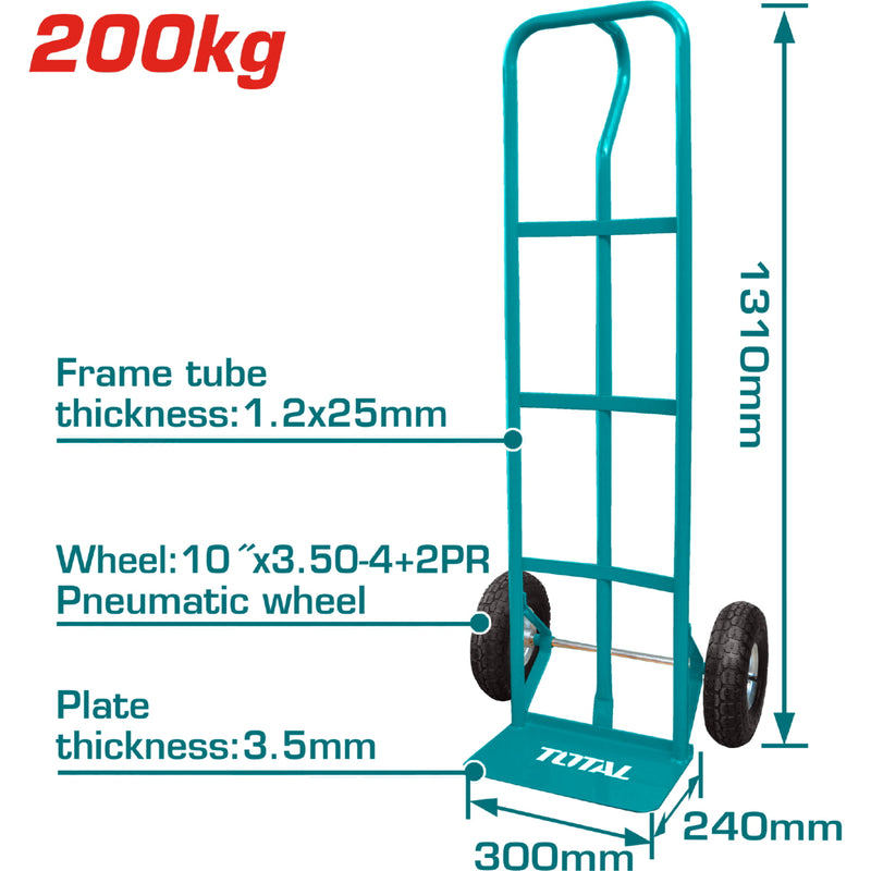 Carretilla Manual de Carga para 200 Kg. Espesor de los Tubos: 1.2 x 25 mm. Alta Calidad