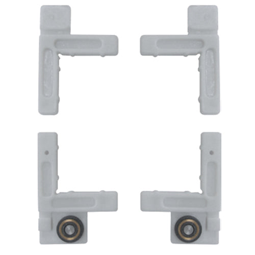 Kit de escuadra y rueda para hoja mosquitera. Incluye 2 escuadras con rueda y 2 escuadra simple. PVC