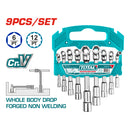 Juego de llaves en L para sockets de 09 piezas. Cr-V. Acero Industrial.