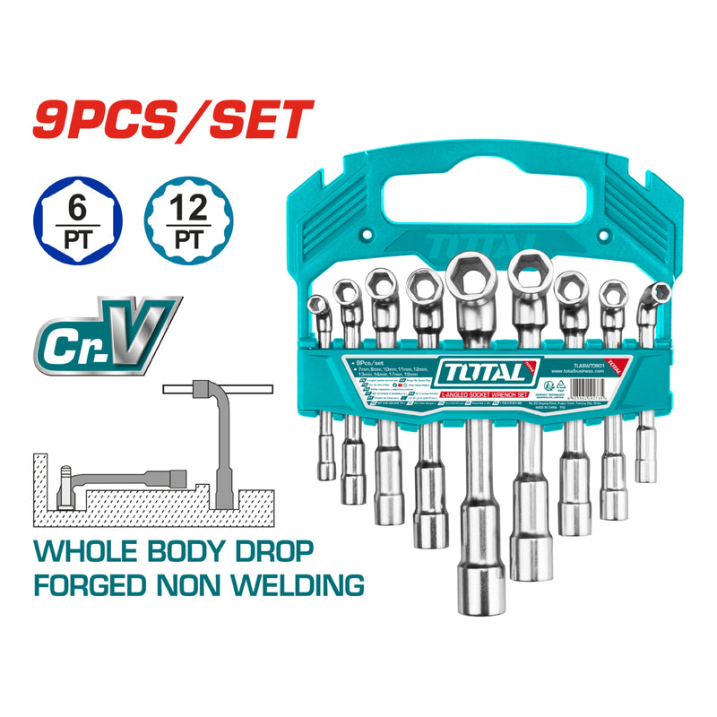 Juego de llaves en L para sockets de 09 piezas. Cr-V. Acero Industrial.