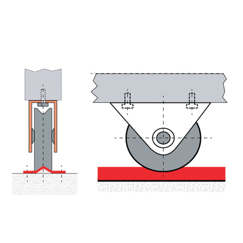 Rueda de Porton H-AV100. Con Soporte Exterior. Diametro 98mm.
