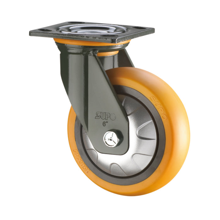 Rueda giratoria Serie pesada hercules 100mm 4" Capacidad por rueda 235kg PU extra fuerte