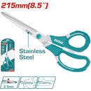 Tijera de 215 mm (8-1/2") de Acero Inoxidable. Ancho de la Hojilla: 2.5mm. Mango ergonomico