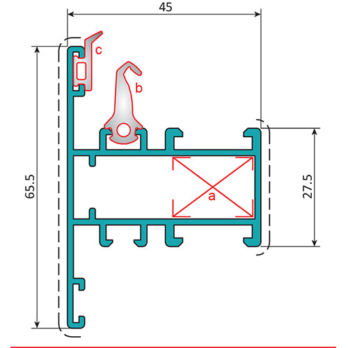 Pilastra Marco Fijo Ventana. Espesor 1.4 mm. Largo 5.85 mts. Acabado Anodizado Silver 15 Micron.