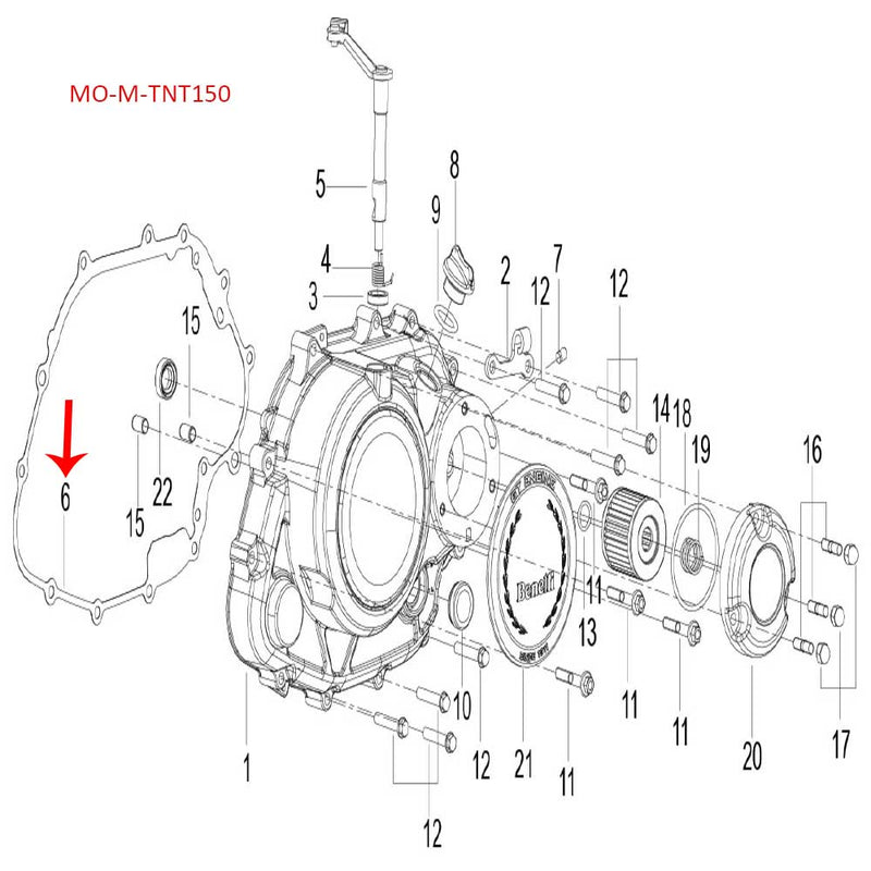 Empacadura de covertor derecho (TNT150)
