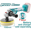 Pulidora de Felpa de Bateria Lithium-Ion de 6"(150mm).20 V.No IncluyeB/C.Rosca TipoM14.