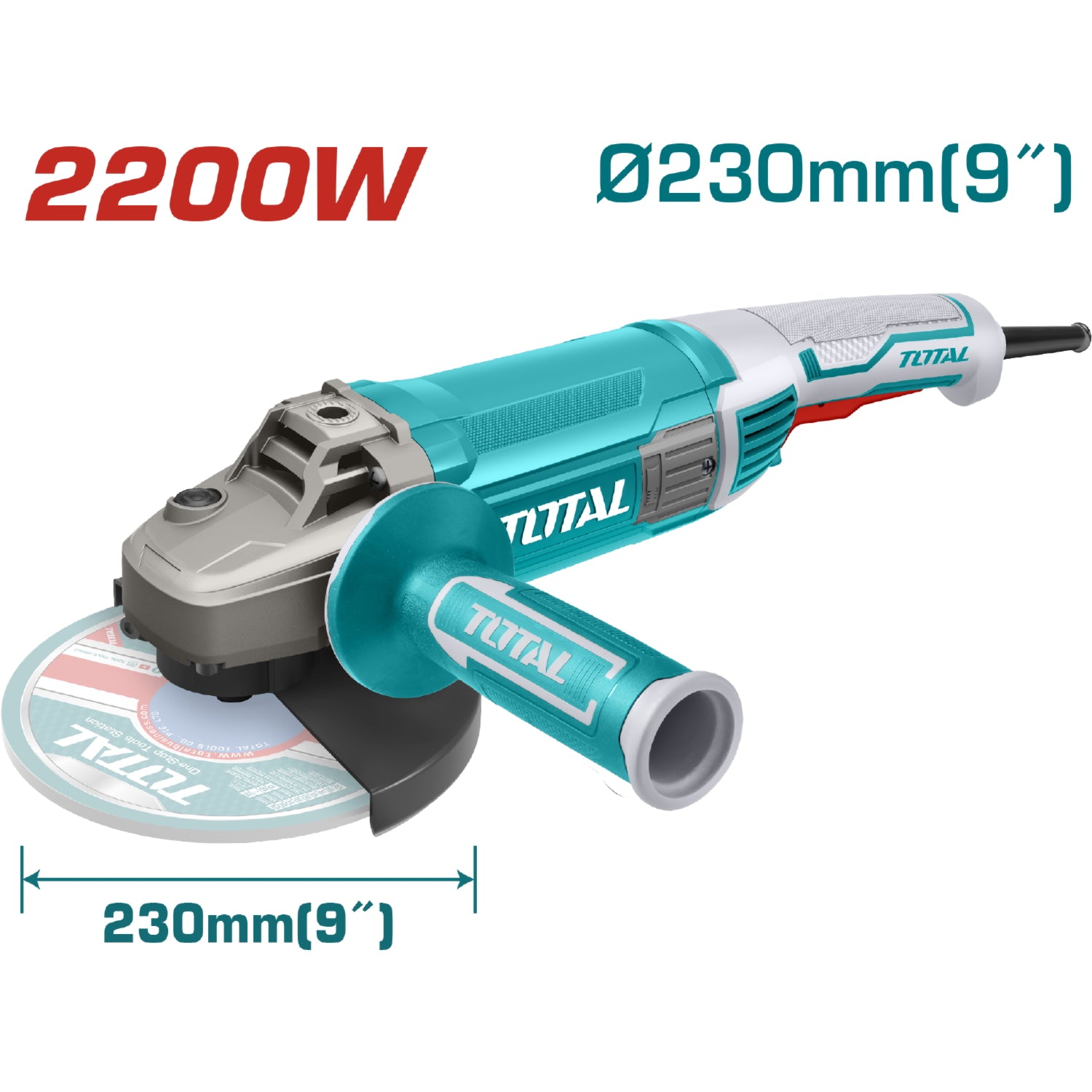 Esmeril angular de 9" Total 110V-120V~50/60Hz 2200W. 5/8"-11 UNC, 6600/min.