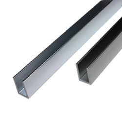 U-Channel  Vidrio de 6 mm de Aluminio. Alto 15 mm. Largo de 3 m. Acabado Brillante