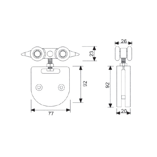 (Par) Rodachines puertas de vidrio Incluye 2 rodachines riel TD-AL03