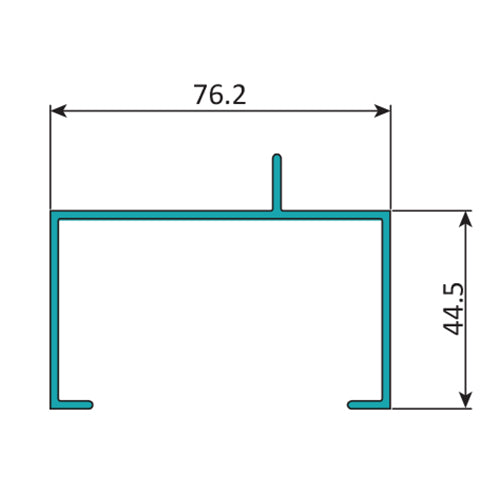 CE-30 Perfil Marco Fijo 3" x 1 3/4"  Abierto con Aleta Descentrada. E = 1.8 mm. L = 5.85 m BLANCO