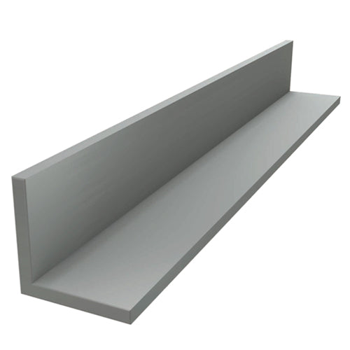 Angulos aluminio 3" x 3". Espesor 6.35 mm 1/4" Largo 5.85 mts. Material 6061-T6. Acabado Mill.