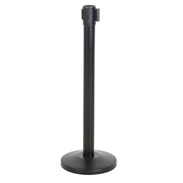 Poste separador para control de filas color negro cinta negra retractil de 2 mt(SE VENDE POR UNIDAD)