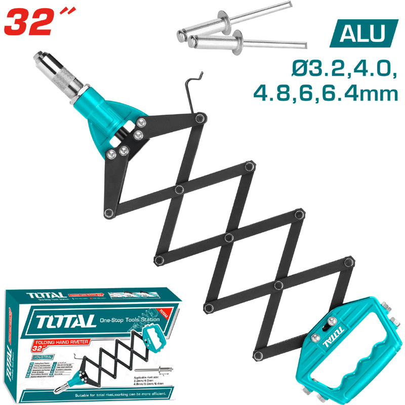 Remachadora de acordeon plegable 32" Capacidad desde 3.2mm a 6.4mm