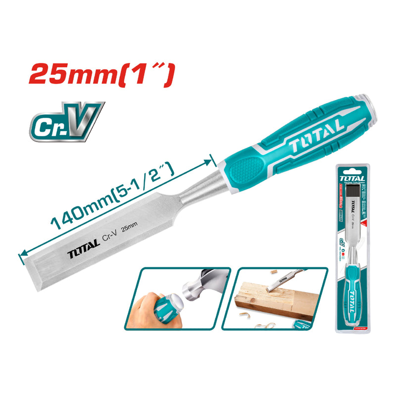 Cincel para Madera Crv. Ancho: 25 mm. Longitud 140 mm.