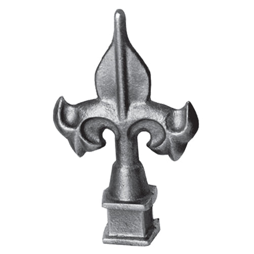 Punta de lanza de hierro colado, Base cuadrada 20x20mm. 115 mm altura. Agujero cuadrado 14 x 14mm