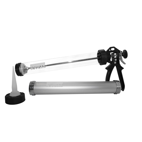 Pistola calafateadora de salchicha 600ml. Incluye carcarza Plastica y Metalica.