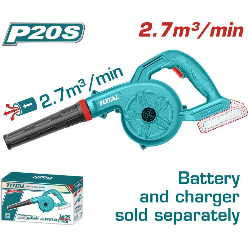 Soplador blower 20V Inalámbrico 2.7 m³/min 18000 rpm No Incluye batería ni cargador.