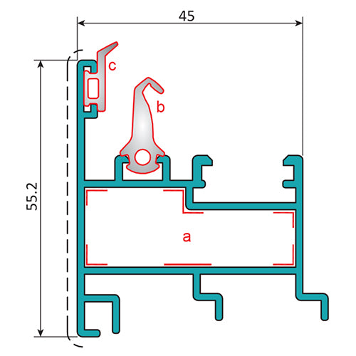 Perfil Inversor Ventana Abatible y Puerta. Espesor 1.4 mm. Largo 5.85 mts. Acabado Anodizado Negro 1