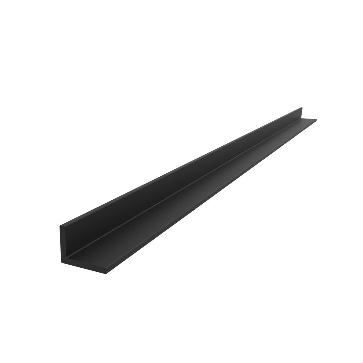 Angulo forma L de 1/2"x 3/8"  Espesor 1.5 mm. Largo 5.85 mts. Acabado Anodizado Negro 15 Micron
