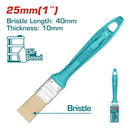 Brocha de 1" (25.4mm). Largo 40mm grueso del pelo 10mm. Mango de plástico.