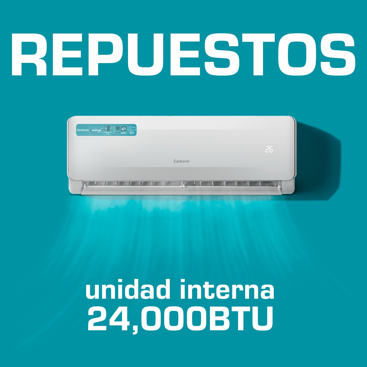 Repuestos para Aire acondicionado Split 24,000BTU UNIDAD INTERNA Carbone