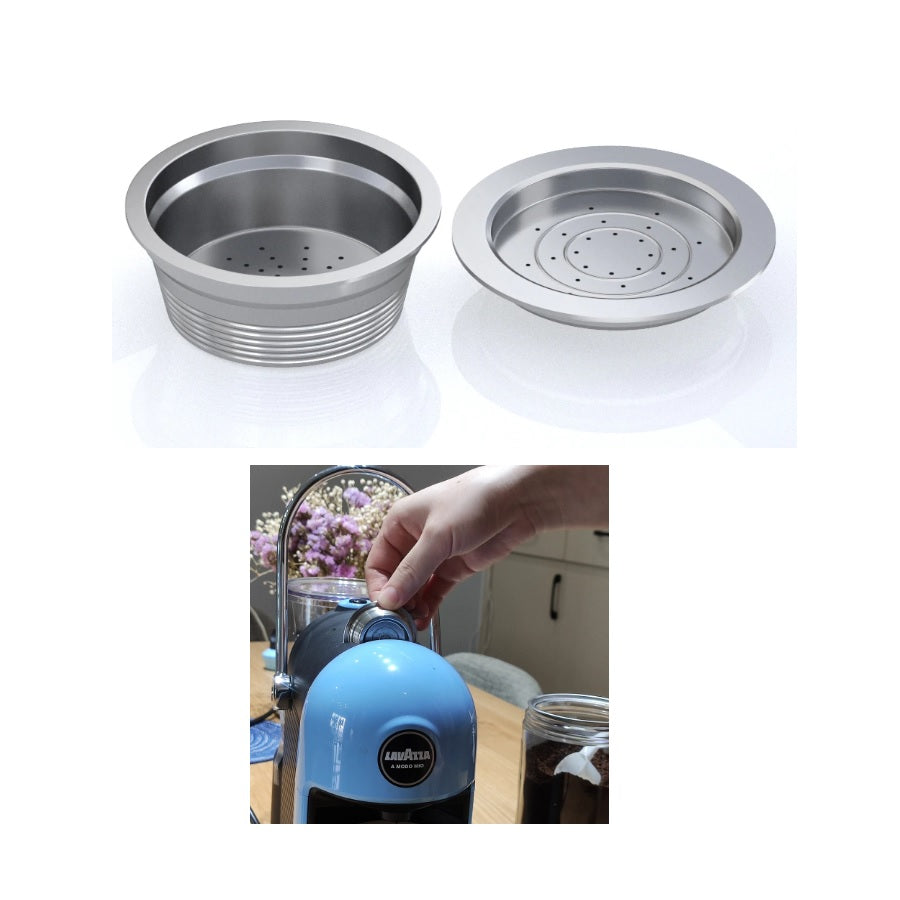 Cápsula de café rellenable de acero inoxidable para lavazza. Incluye Tamper